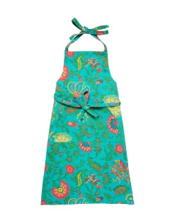 ApronDragon Flower Turchese in Cotton
