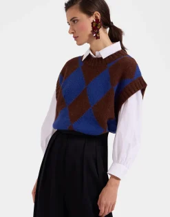 Argyle GiletBlack / Green in Wool