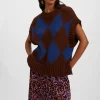 Argyle GiletBordeaux/Blue in Wool