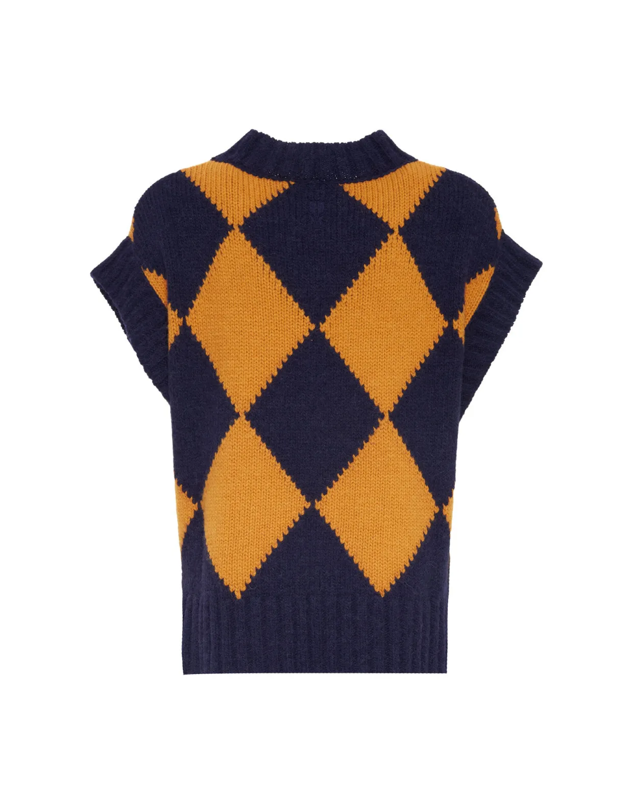 Argyle GiletNavy & Yellow in Wool