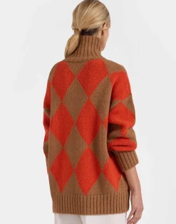 Argyle SweaterCamel/Orange in Wool