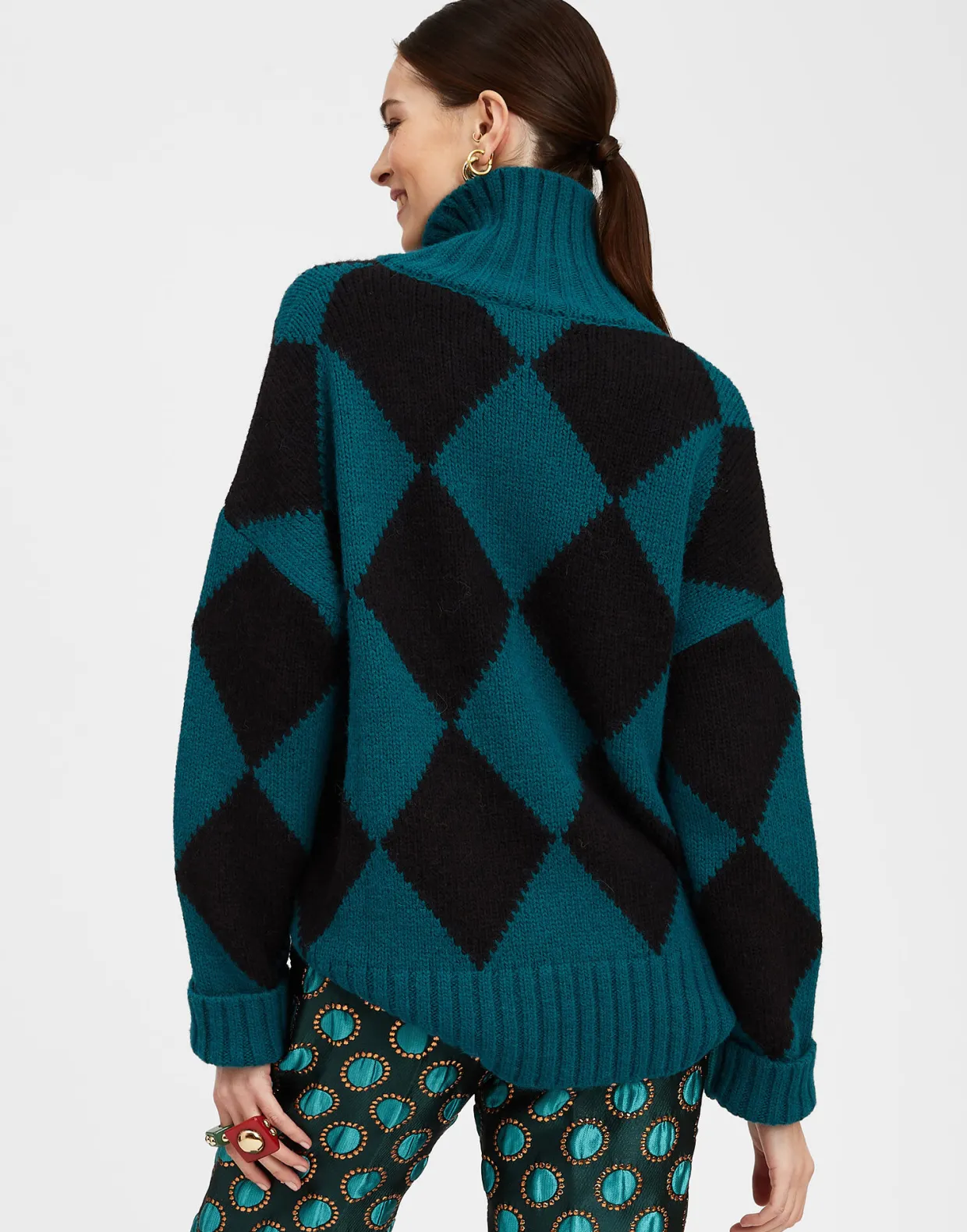 Argyle SweaterGreen / Black in Wool