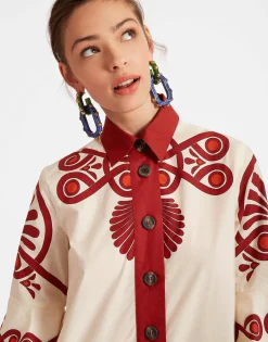 Artemis DressMedallion Placée Cream in Cotton Poplin