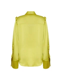 Ascot ShirtAcid Green in Stretch Satin