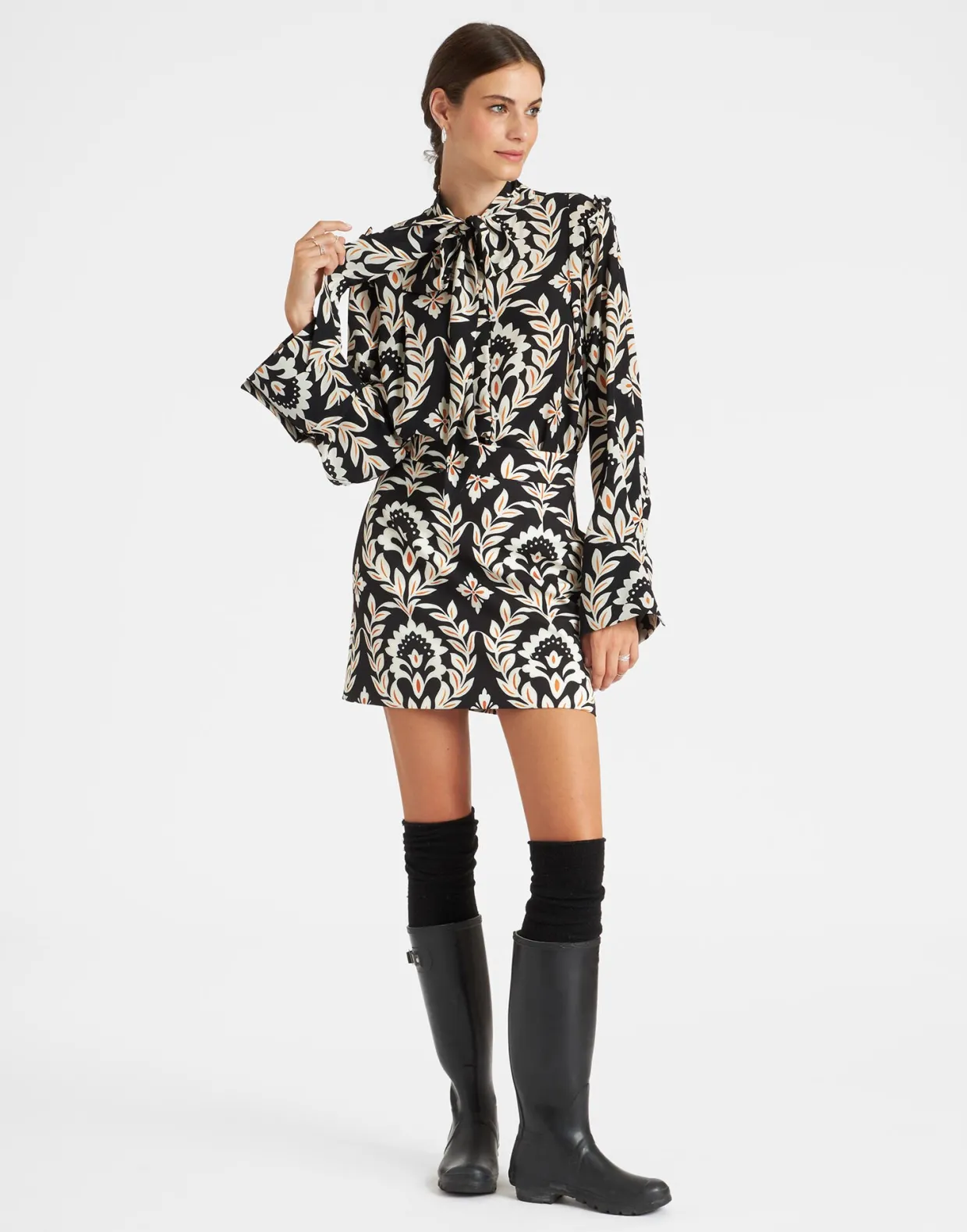 Ascot ShirtGhirlanda Black in Crepe De Chine