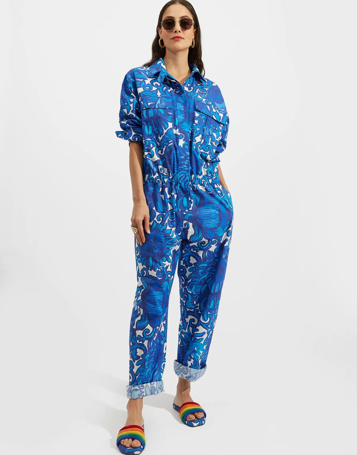 Aviator JumpsuitAnemone in Summer Popeline