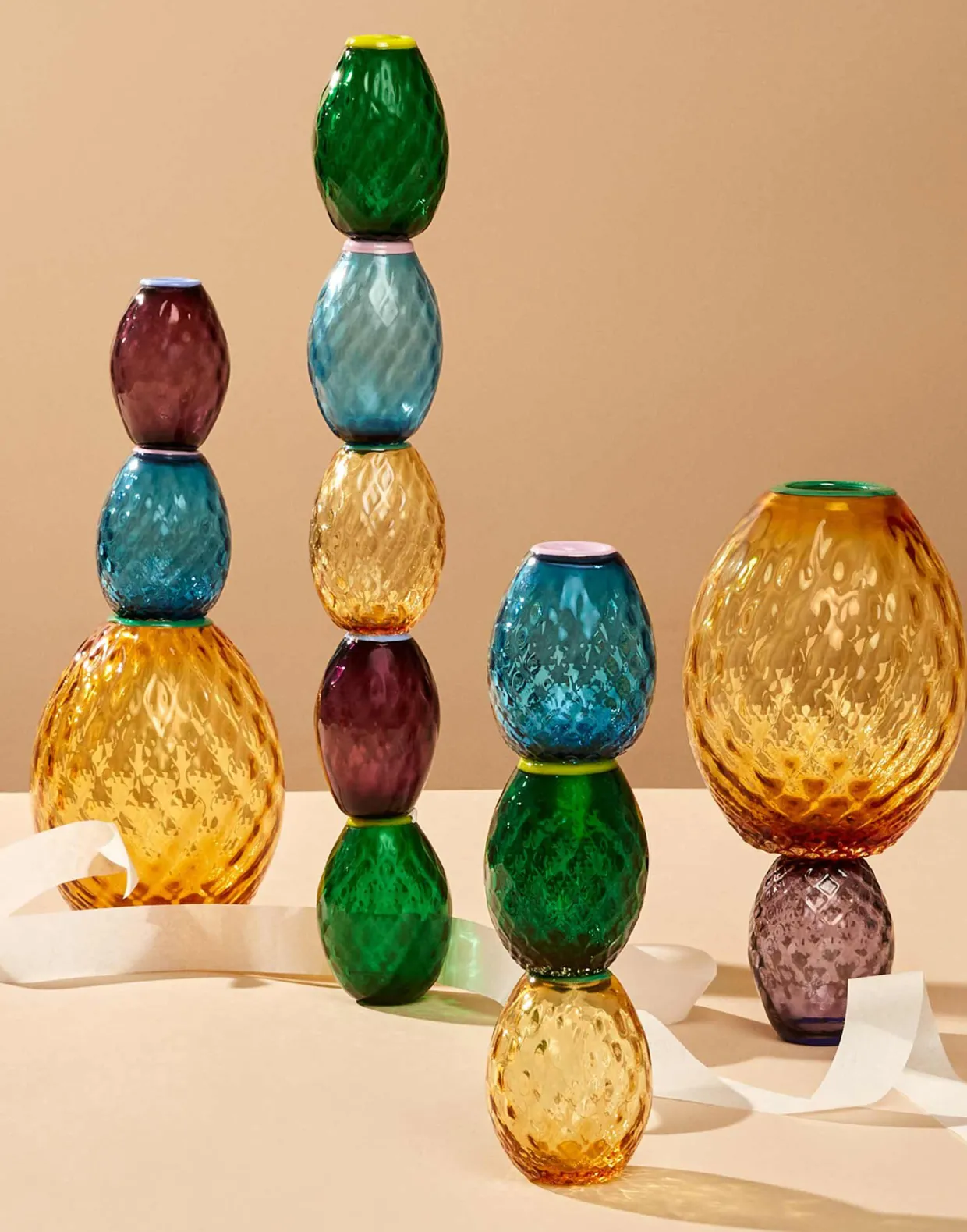 Baby Egg VasesMisty Rainbow Mix in Murano Glass