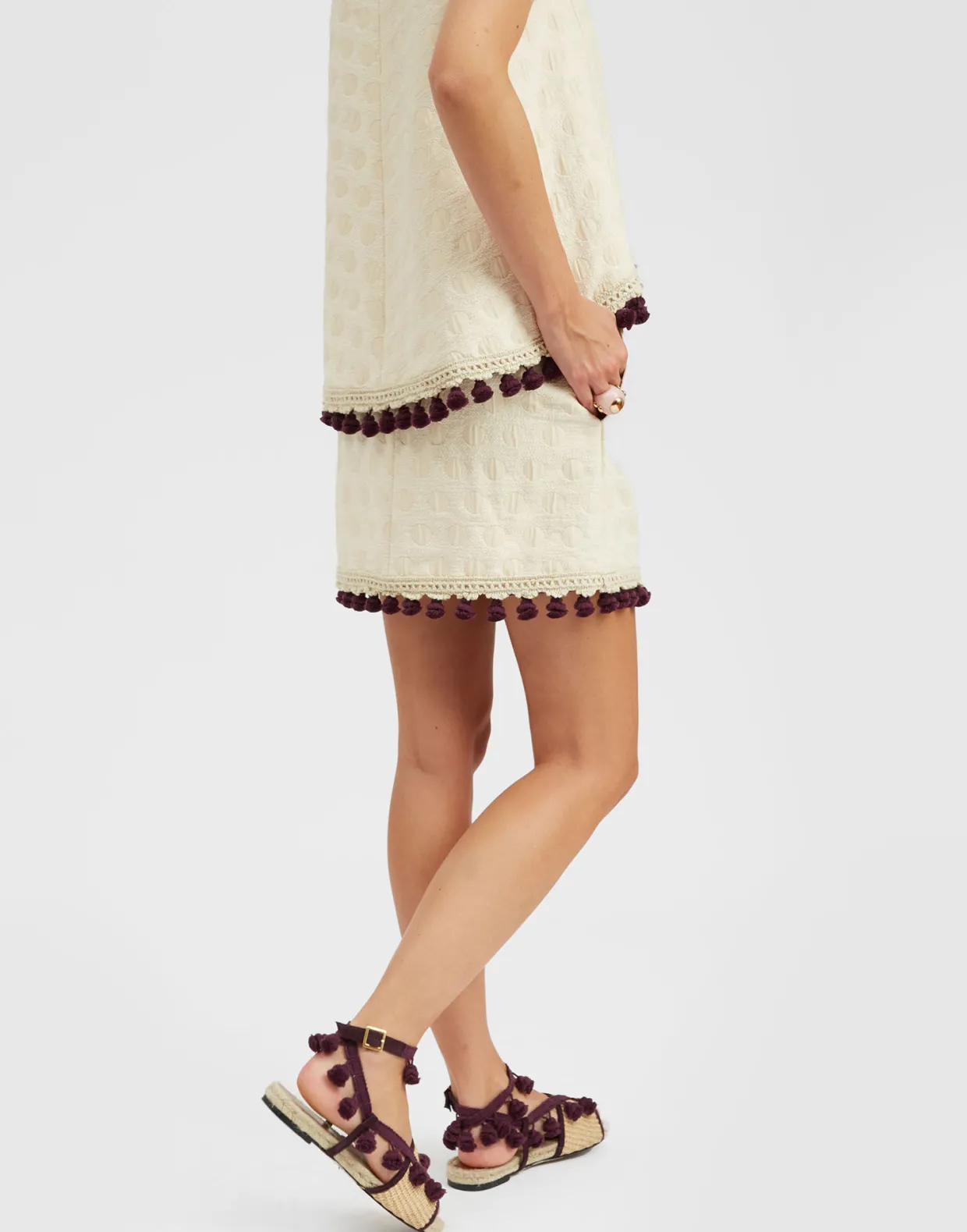 Baia Mini Skirt EmbroideredCreamy in Jacquard