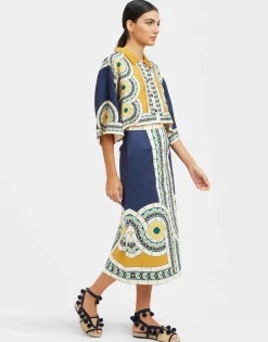 Baia SkirtMudejar Placée Blue in Flat Cotton Stretch