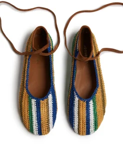Ballerina FlatsMulticolor Blu in Raffia