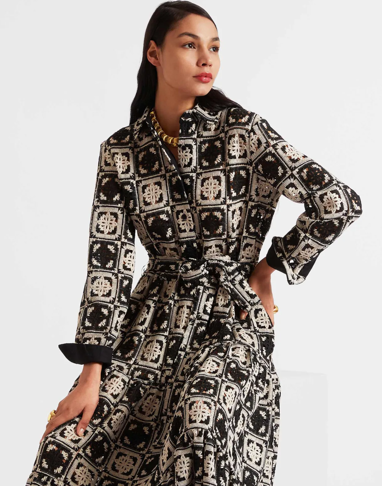 Bellini DressMini Tiles Black in Macramé