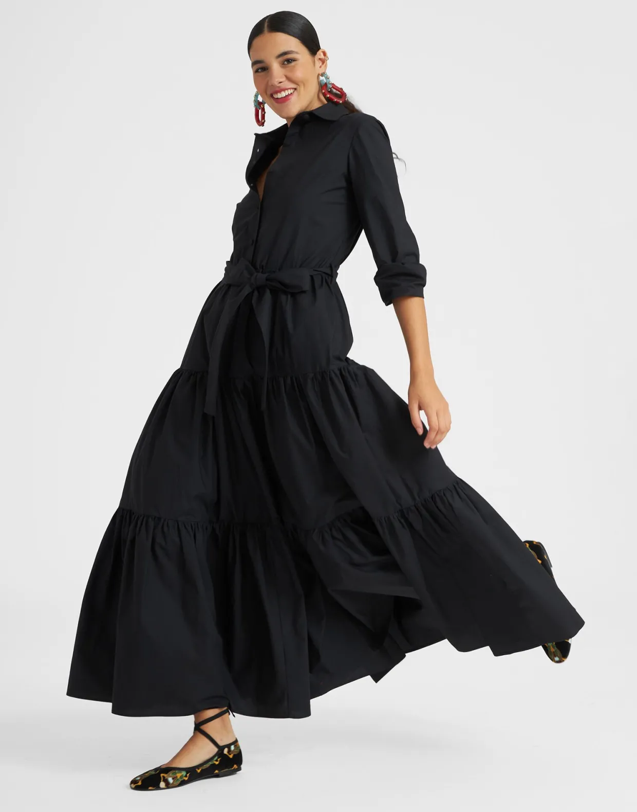 Bellini DressSolid Black in Cotton Poplin