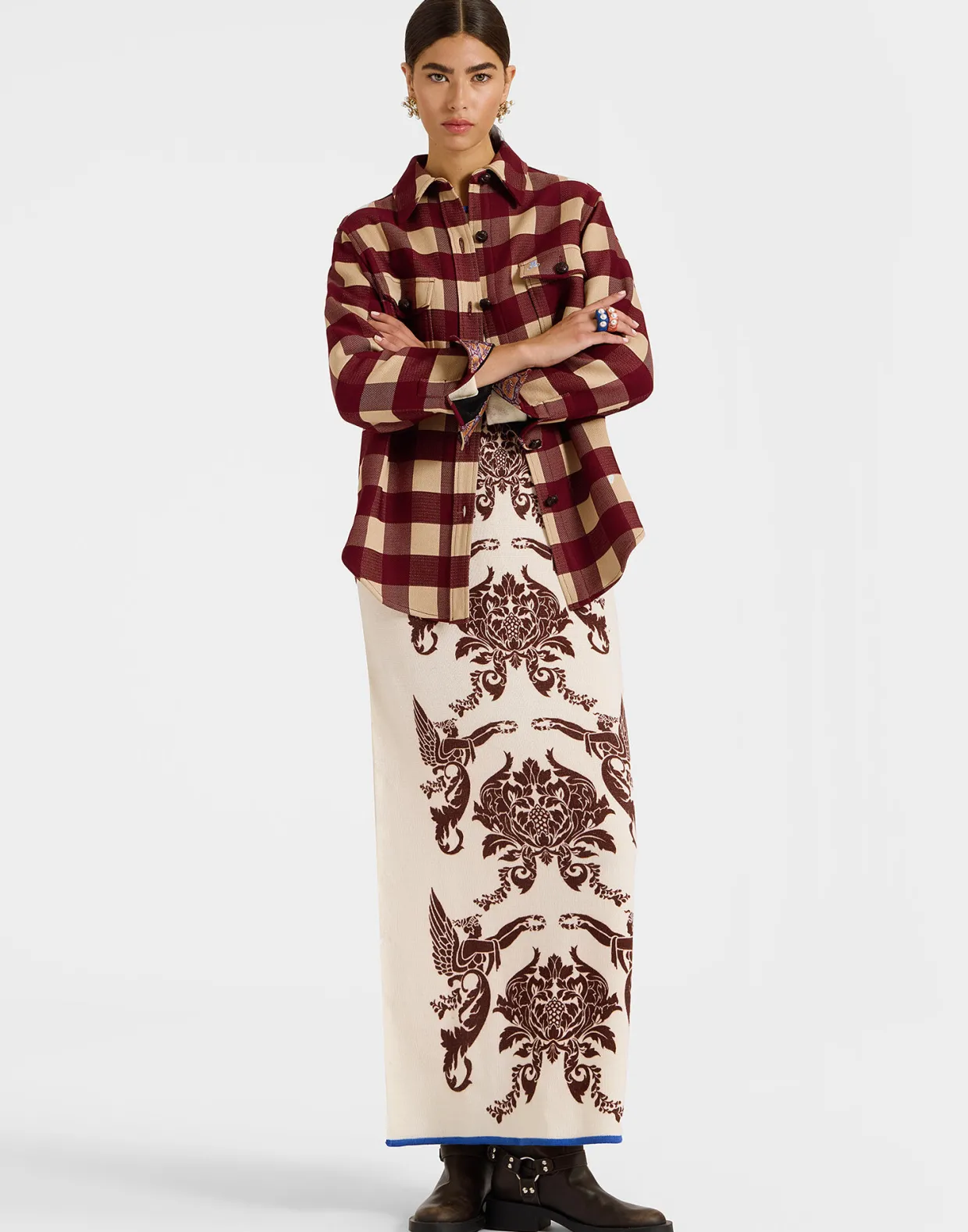 Better Than Your Boyfriend's JacketCheckers Burgundy in Viscose Tailoring
