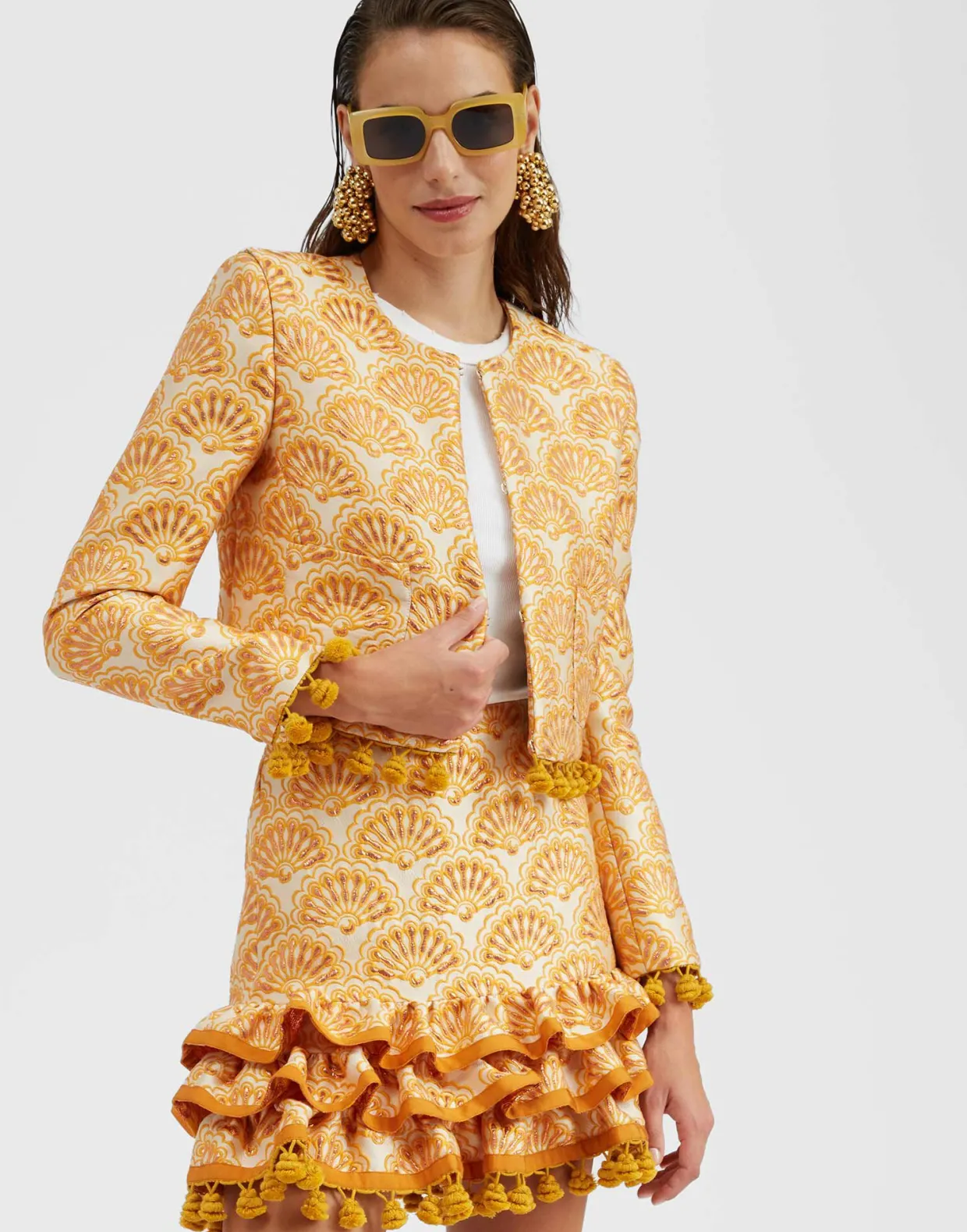 Bijoux JacketFans Gold in Jacquard With Tassels
