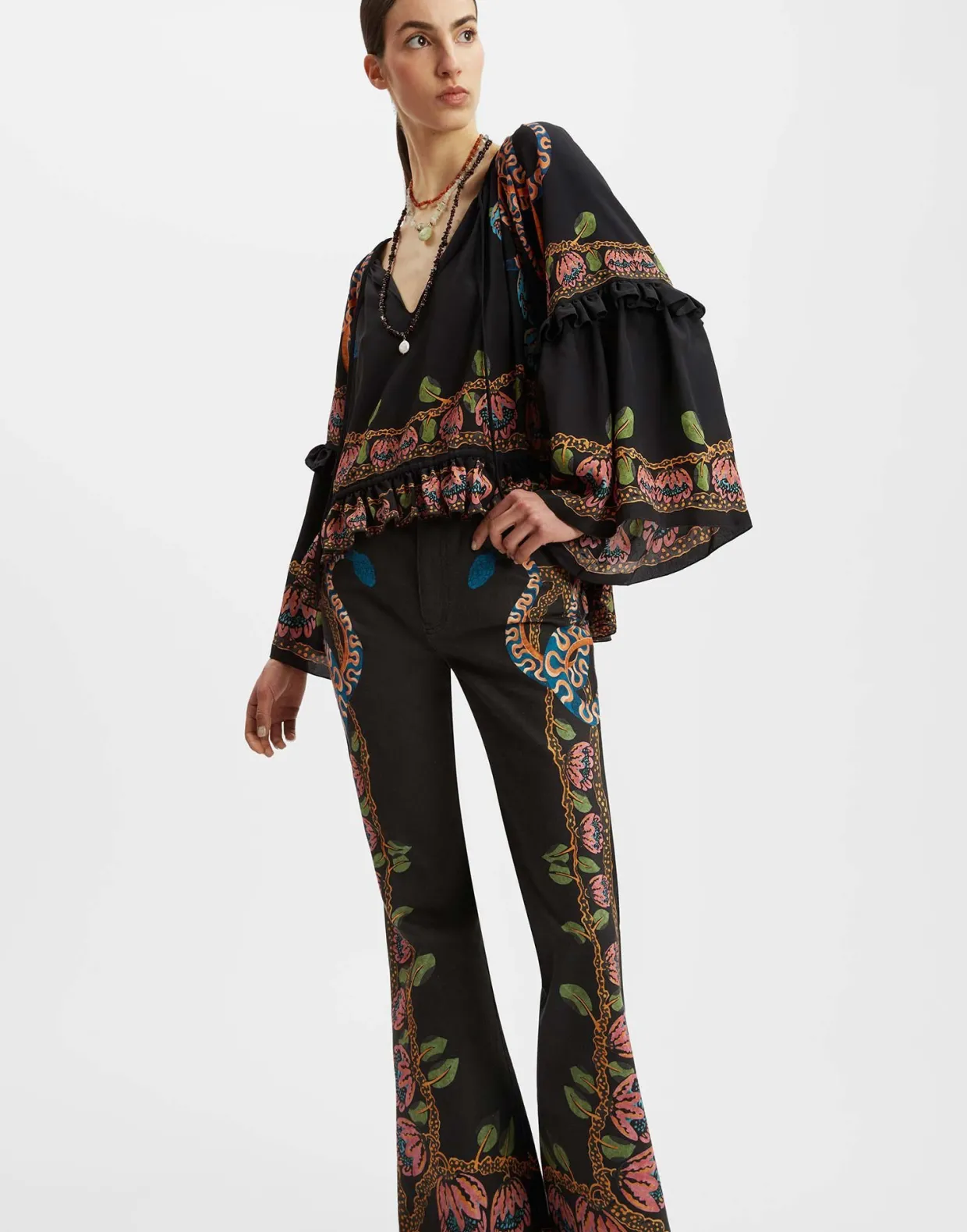 Boho BlouseEve Black in Crepe De Chine