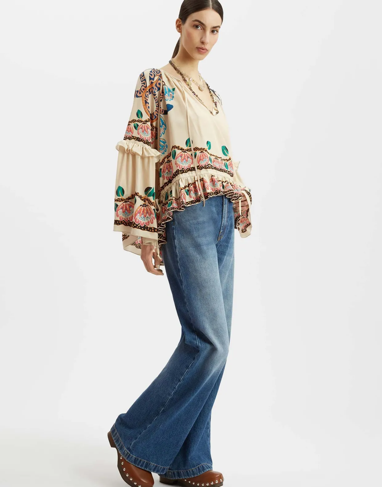Boho BlouseEve Ecru in Crepe De Chine