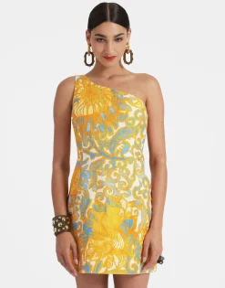 Bold Shoulder Mini DressAnemone Orange in Shot Cotton