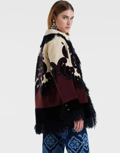 Bonanza JacketCorsini Plac&eacute;e Cream in Cotton Velvet With Fringes