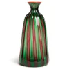 Bottiglia Vase (Ridged)Verde/Fucsia in Glass