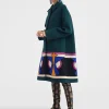 Boxy Coat IntarsiaDark Green in Wool