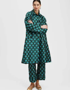 Boxy CoatWinter Sun Emerald in Jacquard