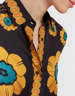 Boy ShirtDaisychain Plac&eacute;e Orange in Silk Twill