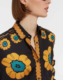 Boy ShirtDaisychain Plac&eacute;e Orange in Silk Twill
