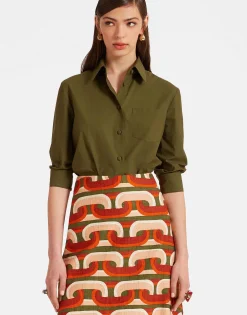 Boy ShirtSolid Camouflage in Crisp Poplin
