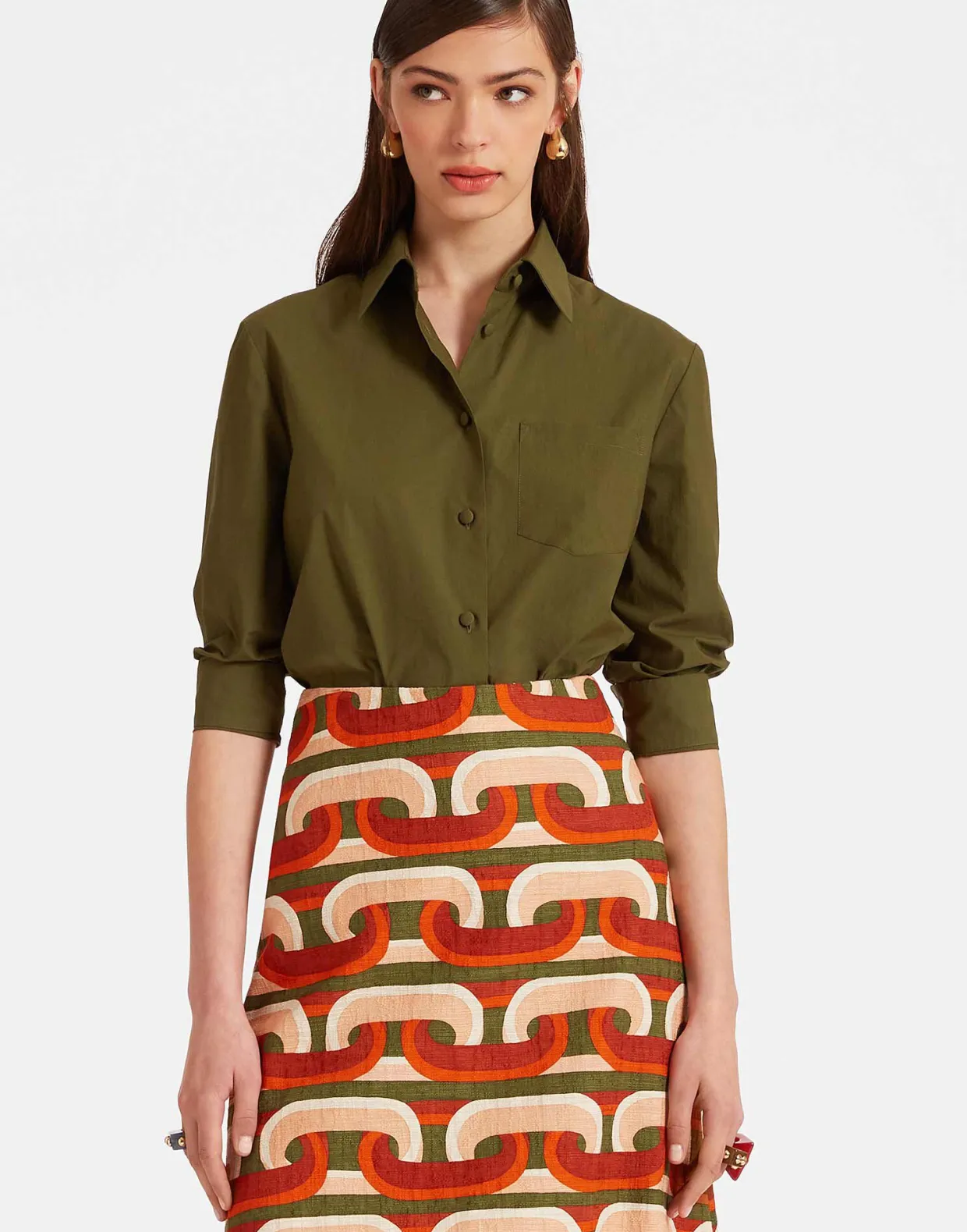 Boy ShirtSolid Camouflage in Crisp Poplin