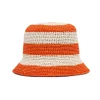 Bucket Hat RaffiaBicolore Arancio in Raffia Crochet