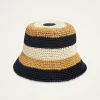 Bucket HatColor Block Light Beige in Raffia Crochet
