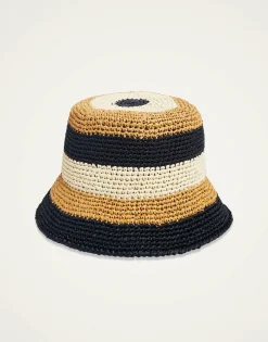 Bucket HatColor Block Light Beige in Raffia Crochet