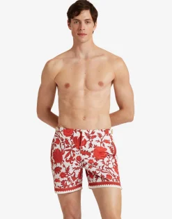 Bulldog Swim ShortsDragonflower Plac&egrave;e Red in Recycled Polyester