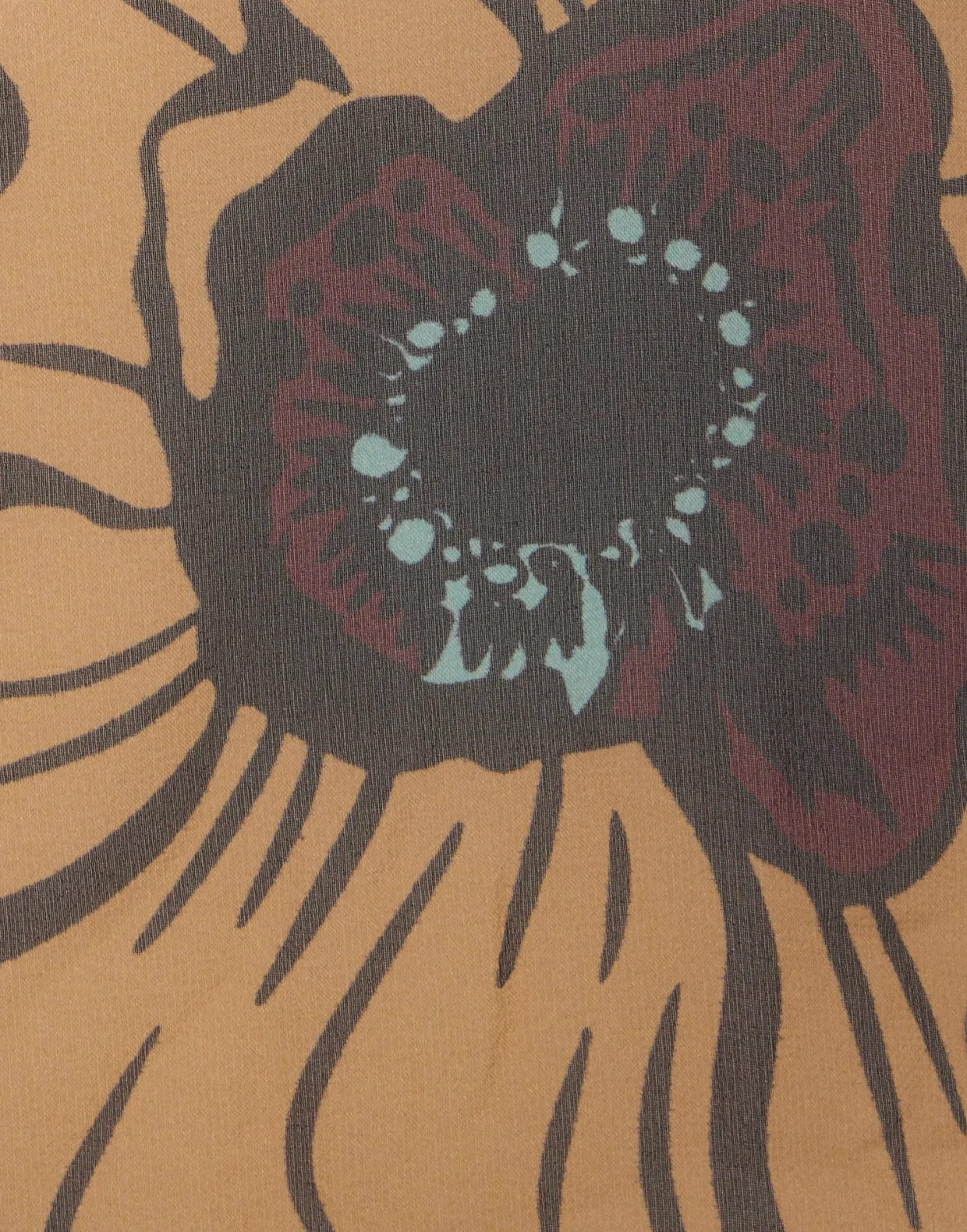 Cerere BlouseBig Blooms Placée Brown in Silk Chiffon