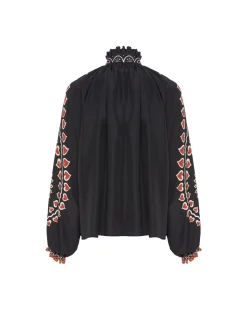 Cerere BlouseGattopardo Placée Black in Silk Voile