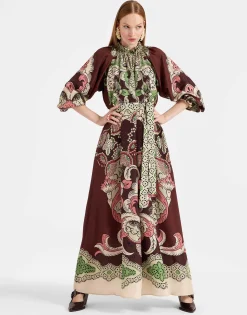 Cerere DressPortal Placée Brown in Silk Voile