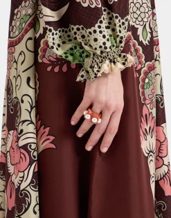 Cerere DressPortal Plac&eacute;e Brown in Silk Voile