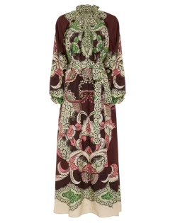 Cerere DressPortal Plac&eacute;e Brown in Silk Voile