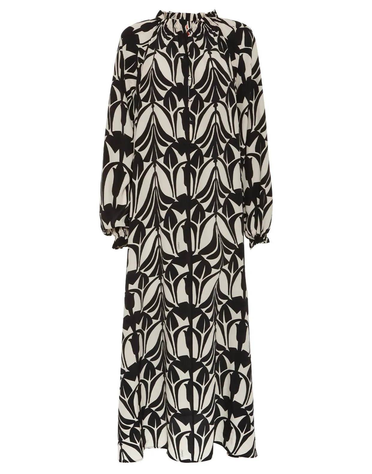Cerere Shirt DressPapyrus Black & White in Crepe De Chine Silk