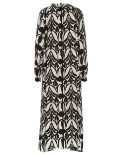 Cerere Shirt DressPapyrus Black & White in Crepe De Chine Silk