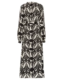 Cerere Shirt DressPapyrus Black & White in Crepe De Chine Silk