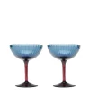 Champagne Coupe Set of 2Blu Fum&eacute; in Glass