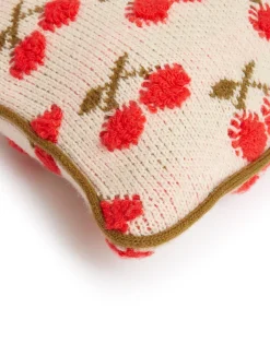 Cherry Knitted CushionOff White in Wool