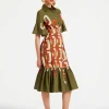 Choux Midi DressPrometheus Plac&eacute;e Camouflage in Summer Poplin