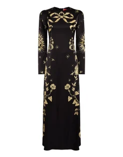 Clingy Swing DressBoboli Plac&eacute;e Black in Stretch Satin