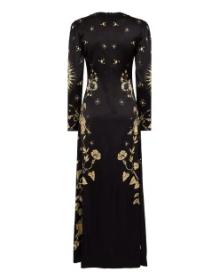 Clingy Swing DressBoboli Plac&eacute;e Black in Stretch Satin