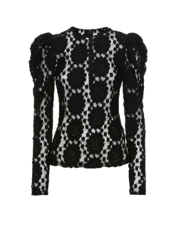 Clingy TopSolid Black in Stretch Lace