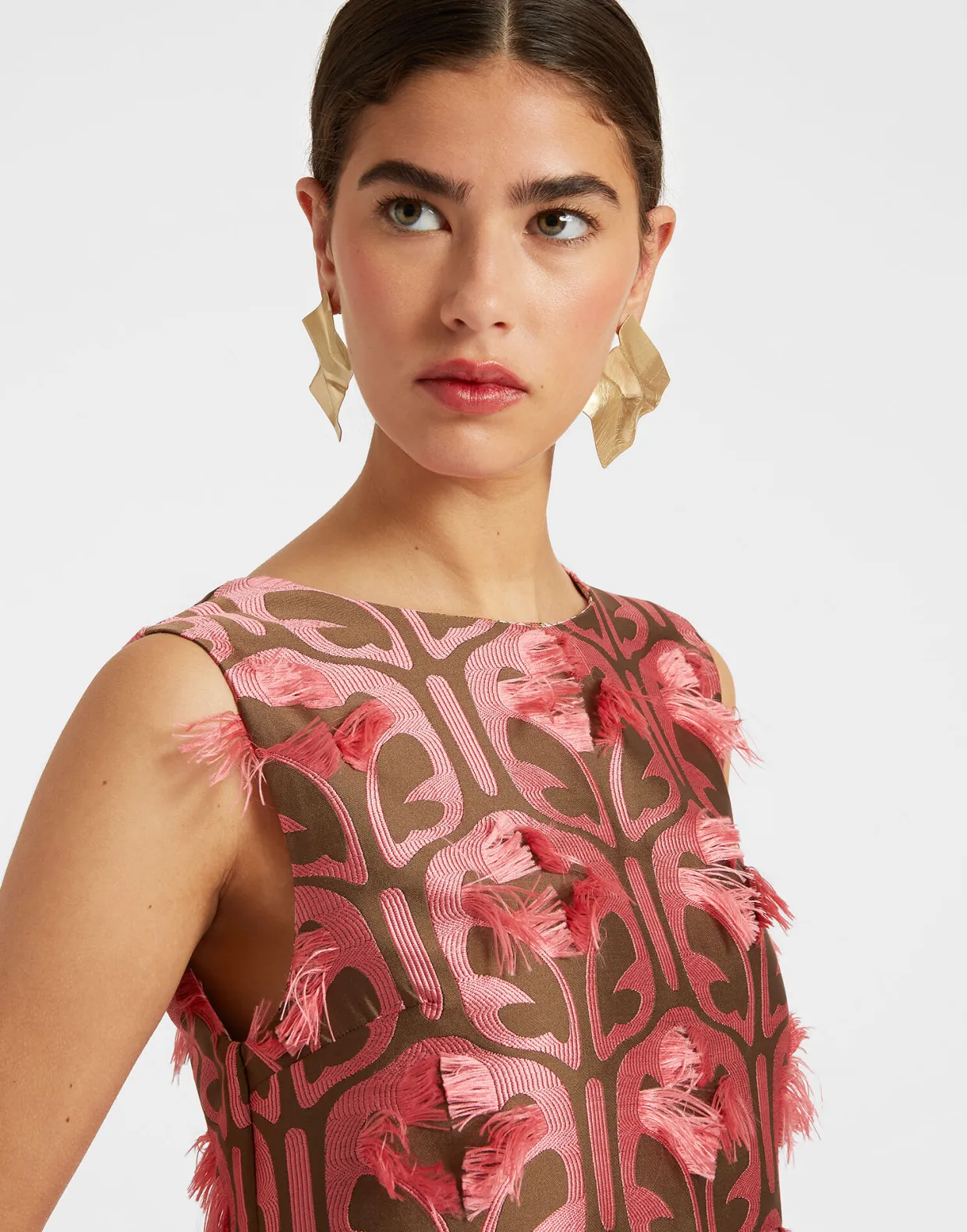 Column DressGrove Kaki/Pink in Jacquard
