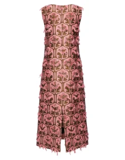 Column DressGrove Kaki/Pink in Jacquard