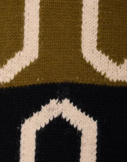 Comber TurtleneckGreen & Black in Wool
